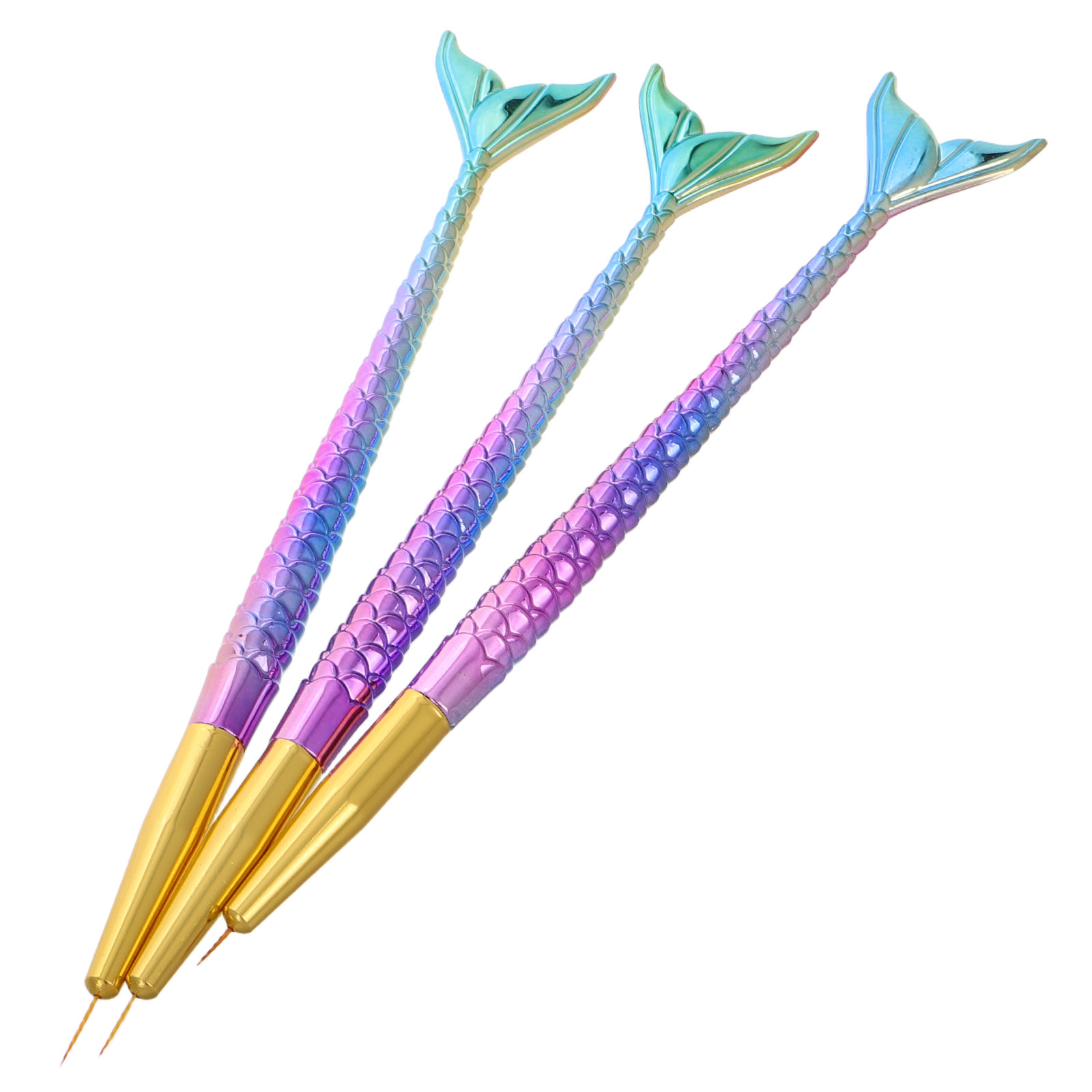 3Pcs Mermaid Tail Nail Art Lin - Detailing Brush Set recension och pris