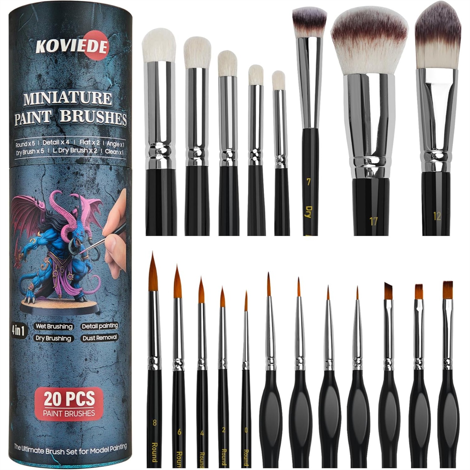 20Pcs Miniature Paint Brushes  - Detailing Brush Set recension och pris